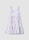 White pure cotton girls&rsquo; dress, regular fit, with seaside prints_1