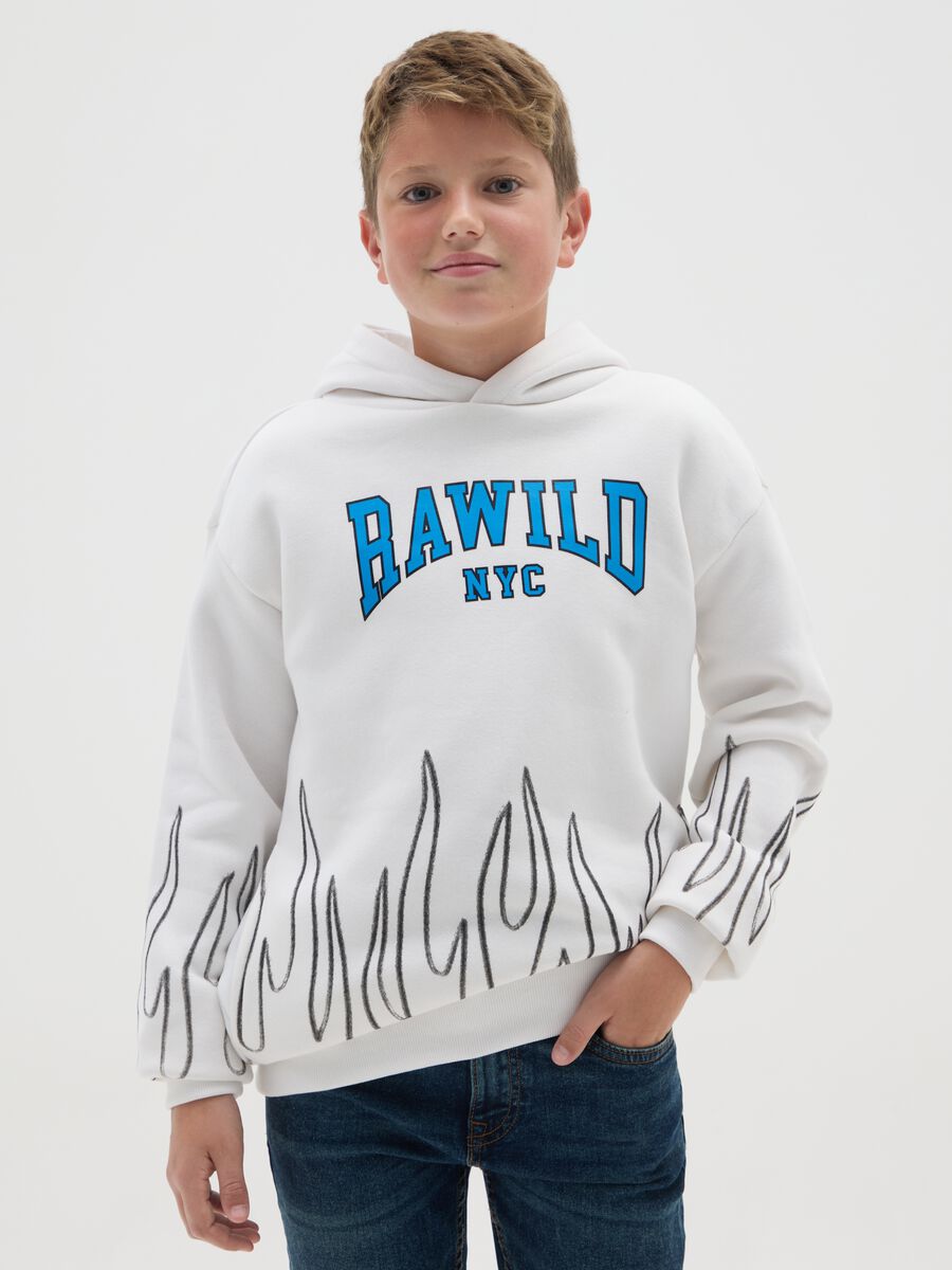 White children's cotton blend sweatshirt regular fit with print_0