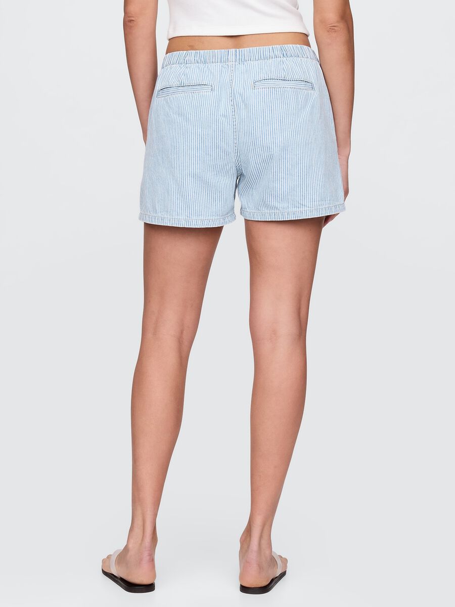 Shorts a righe in denim azzurro_2