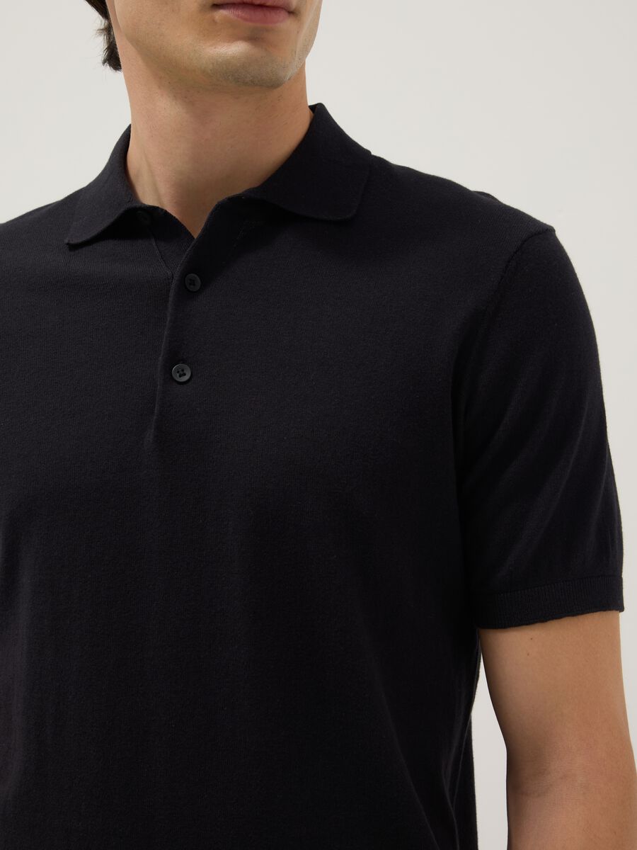 Black pure cotton polo shirt regular fit_4