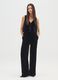 Black Velour Wide Leg Trousers_0