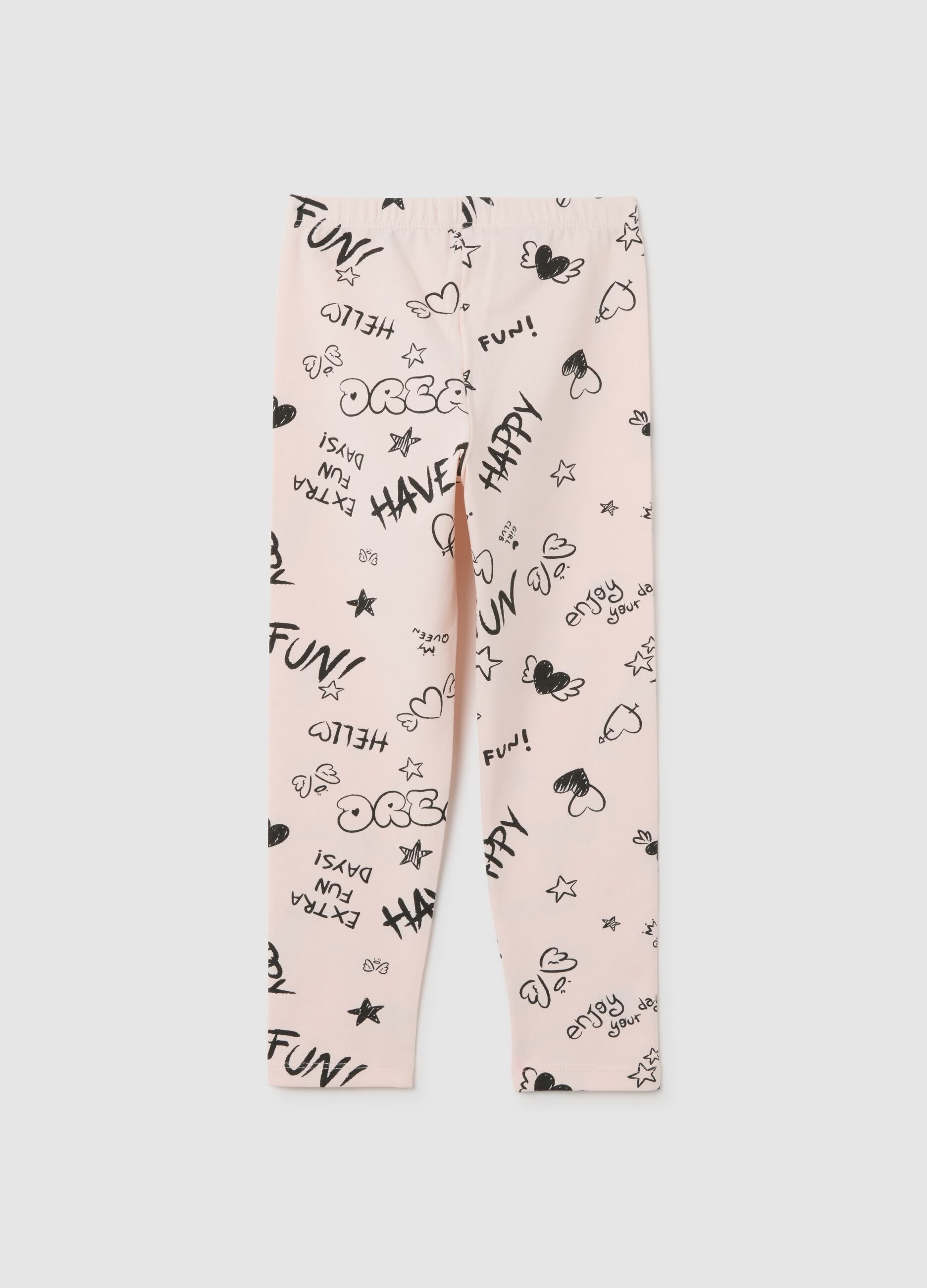 Girls' Regular Fit Pink Stretch Cotton Leggings