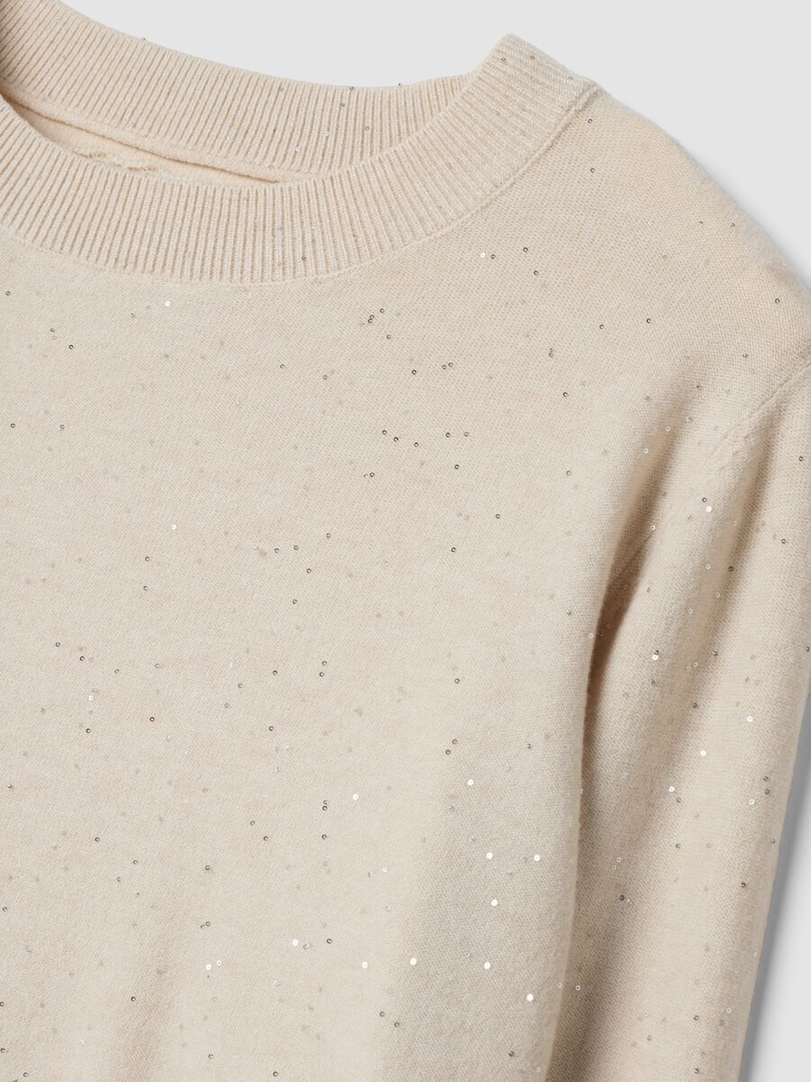 Camel viscose-blend jumper with sequins, regular fit_5