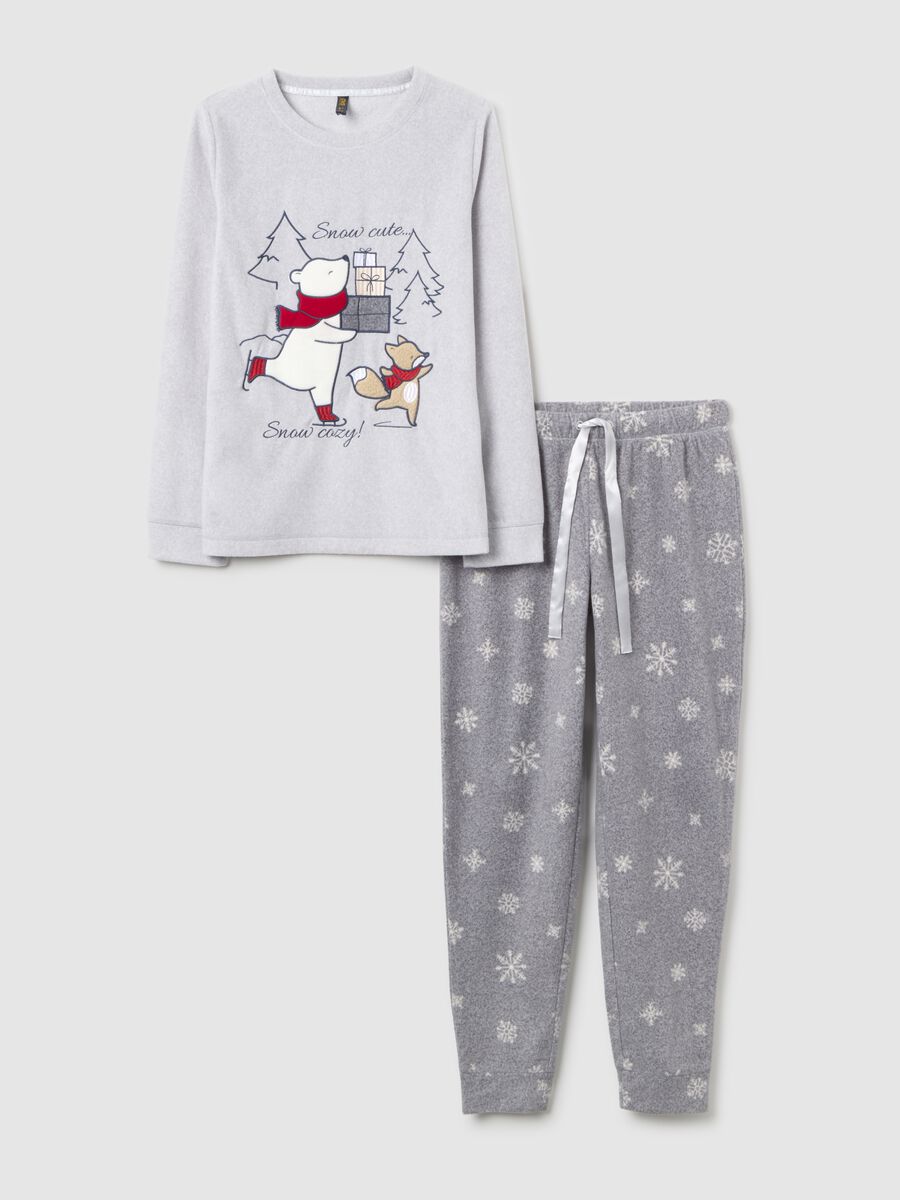 Grey regular fit Christmas pyjamas with print_4