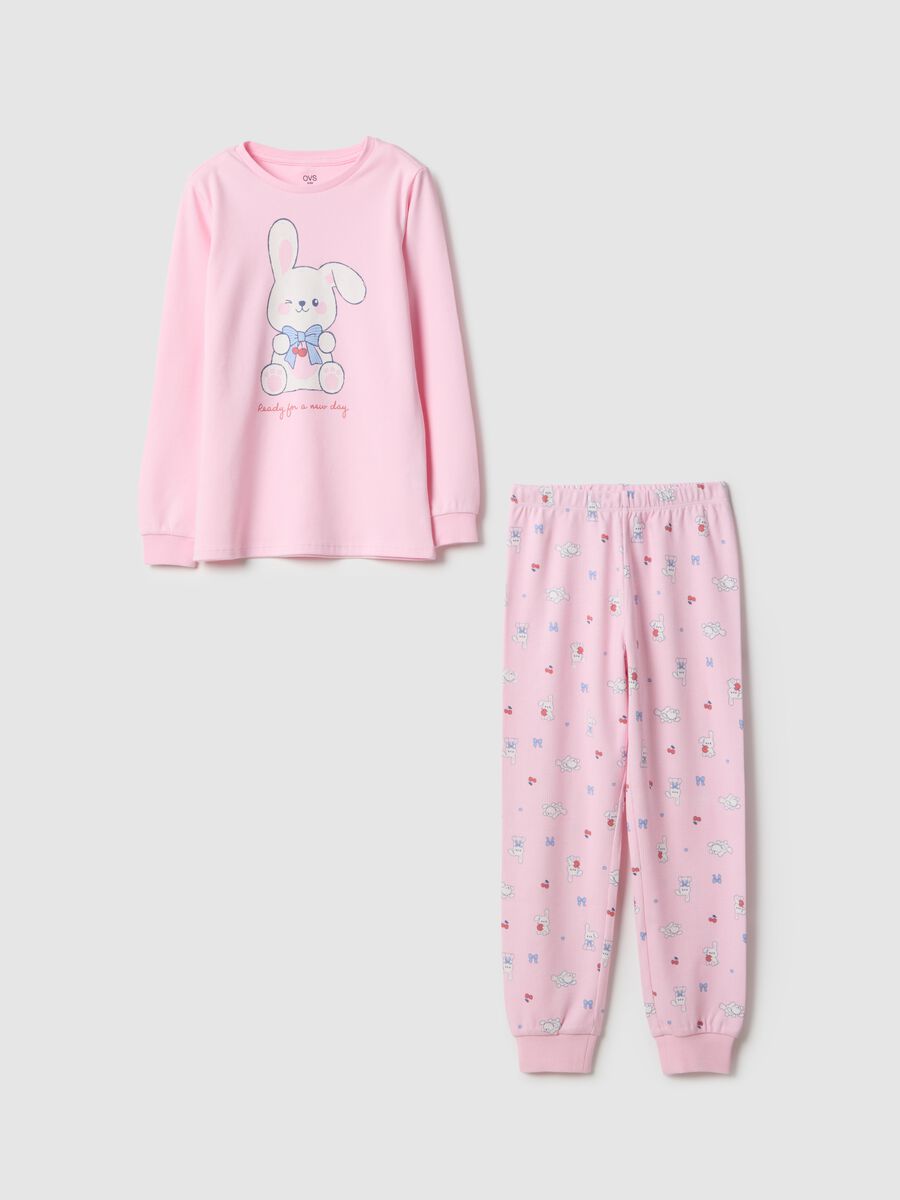 Pink pure cotton girl's pyjamas, regular fit with print_0