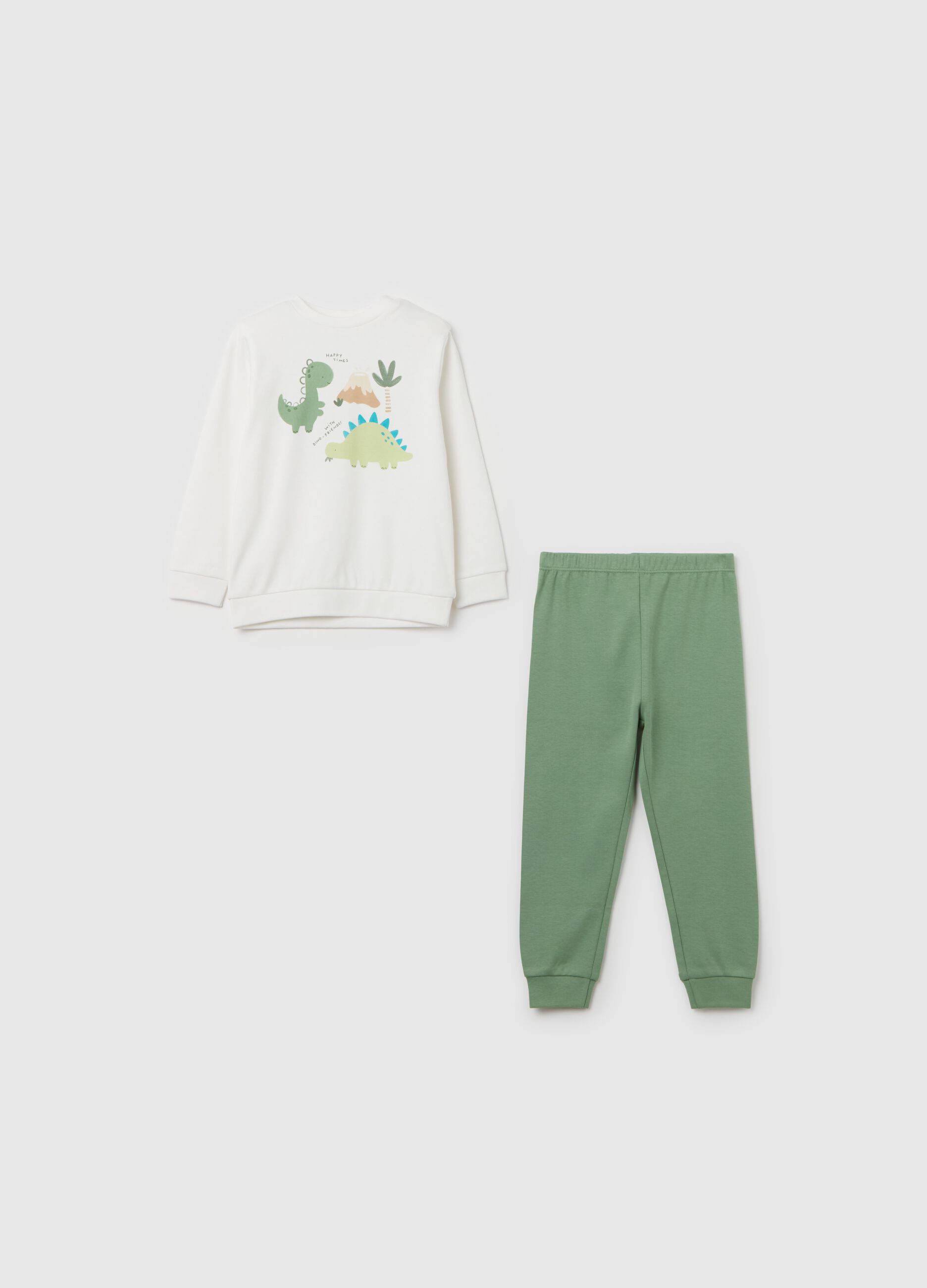 Organic cotton pyjamas with dinosaurs print
