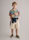 Beige stretch cotton cargo shorts for boys, baggy fit_0
