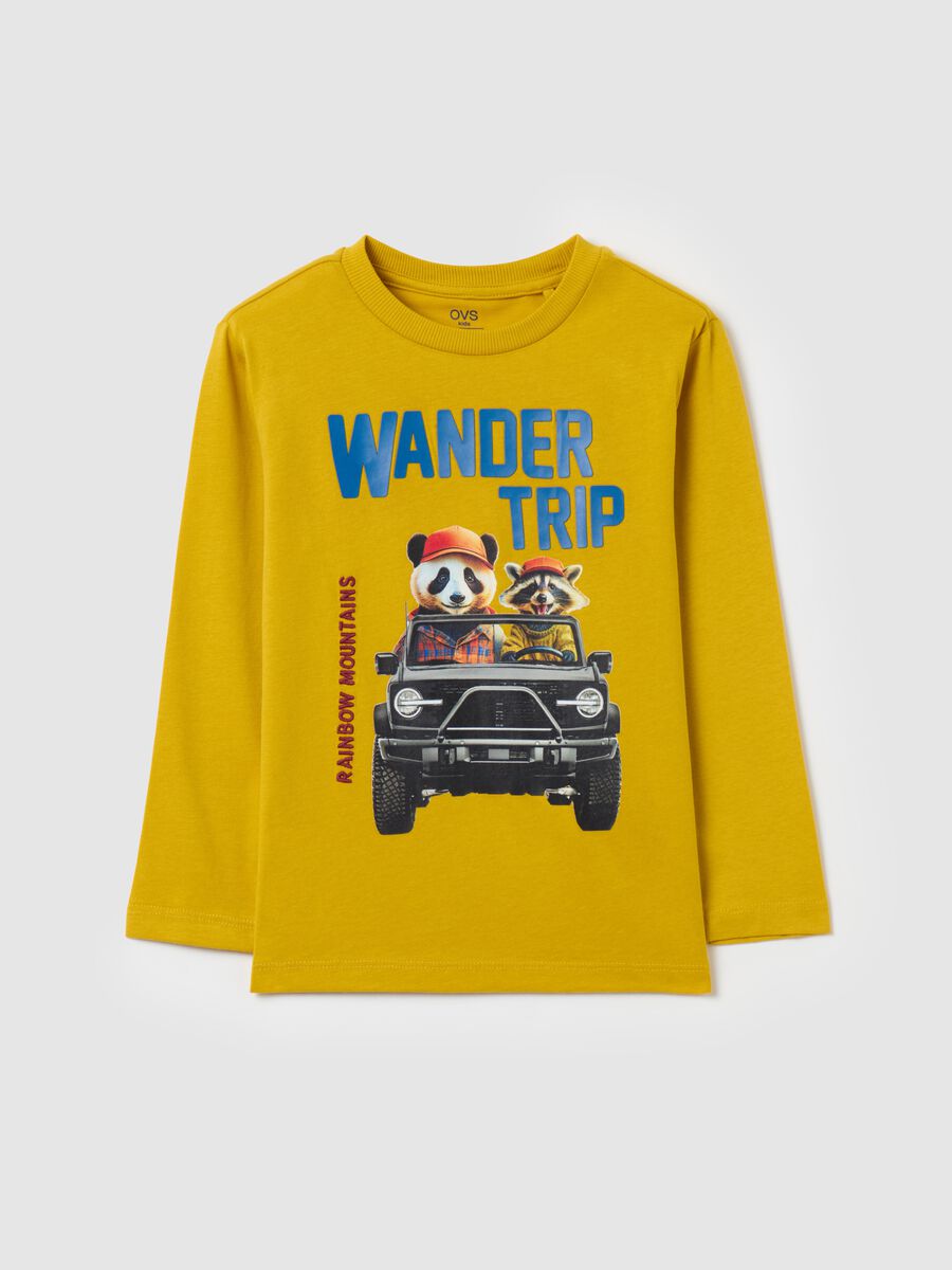 Long-sleeves T-shirt with "Wander Trip" print_0