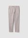 Beige pure linen slim fit trousers_0
