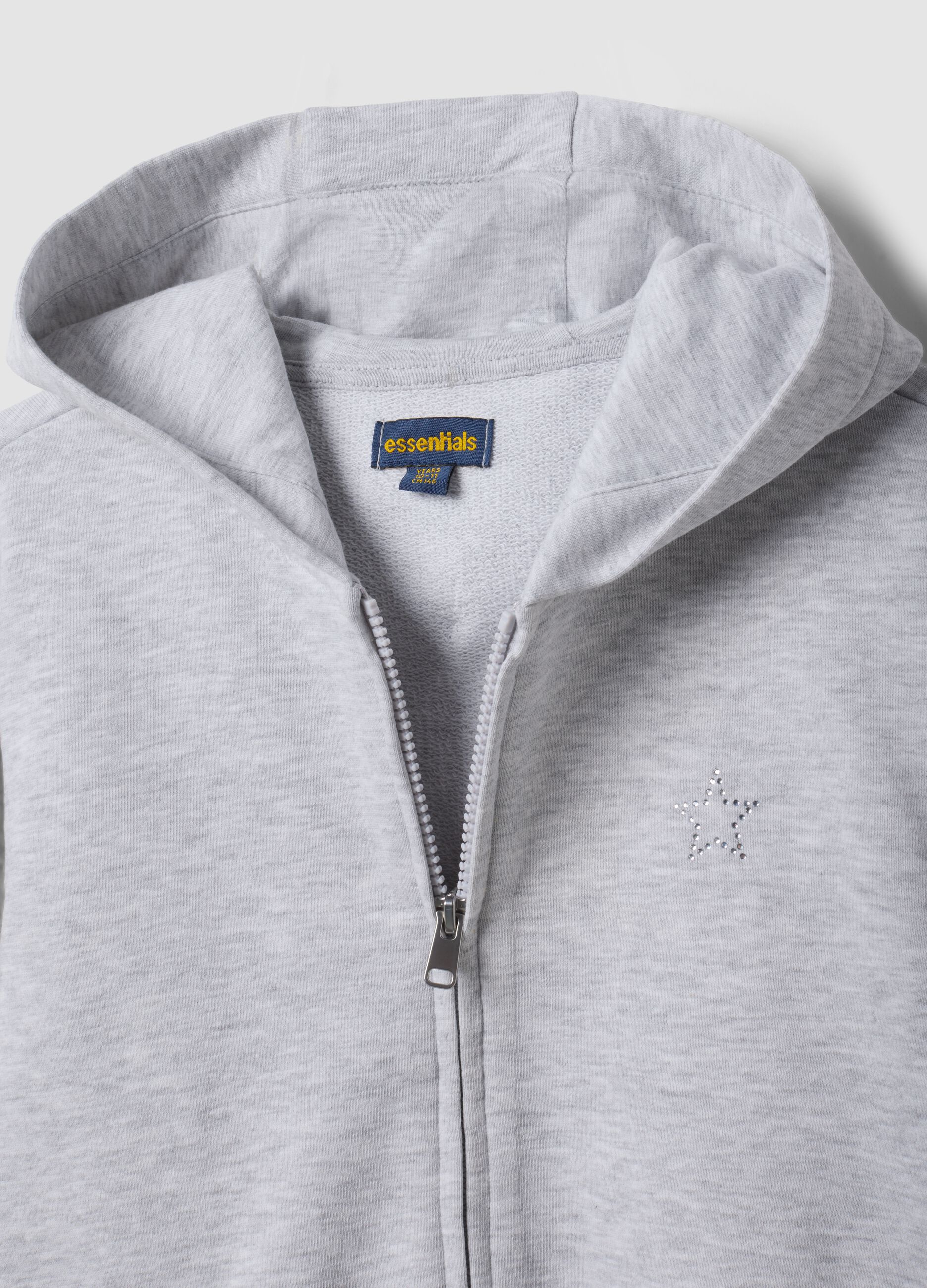 Grey hoodie in pure organic cotton with star for girls