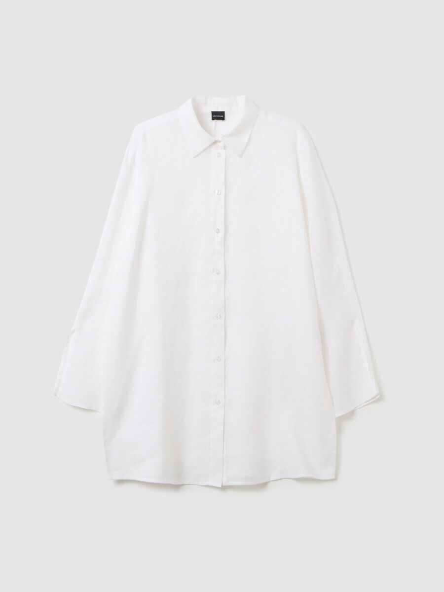 Women's Long White Oversized Linen Shirt_4