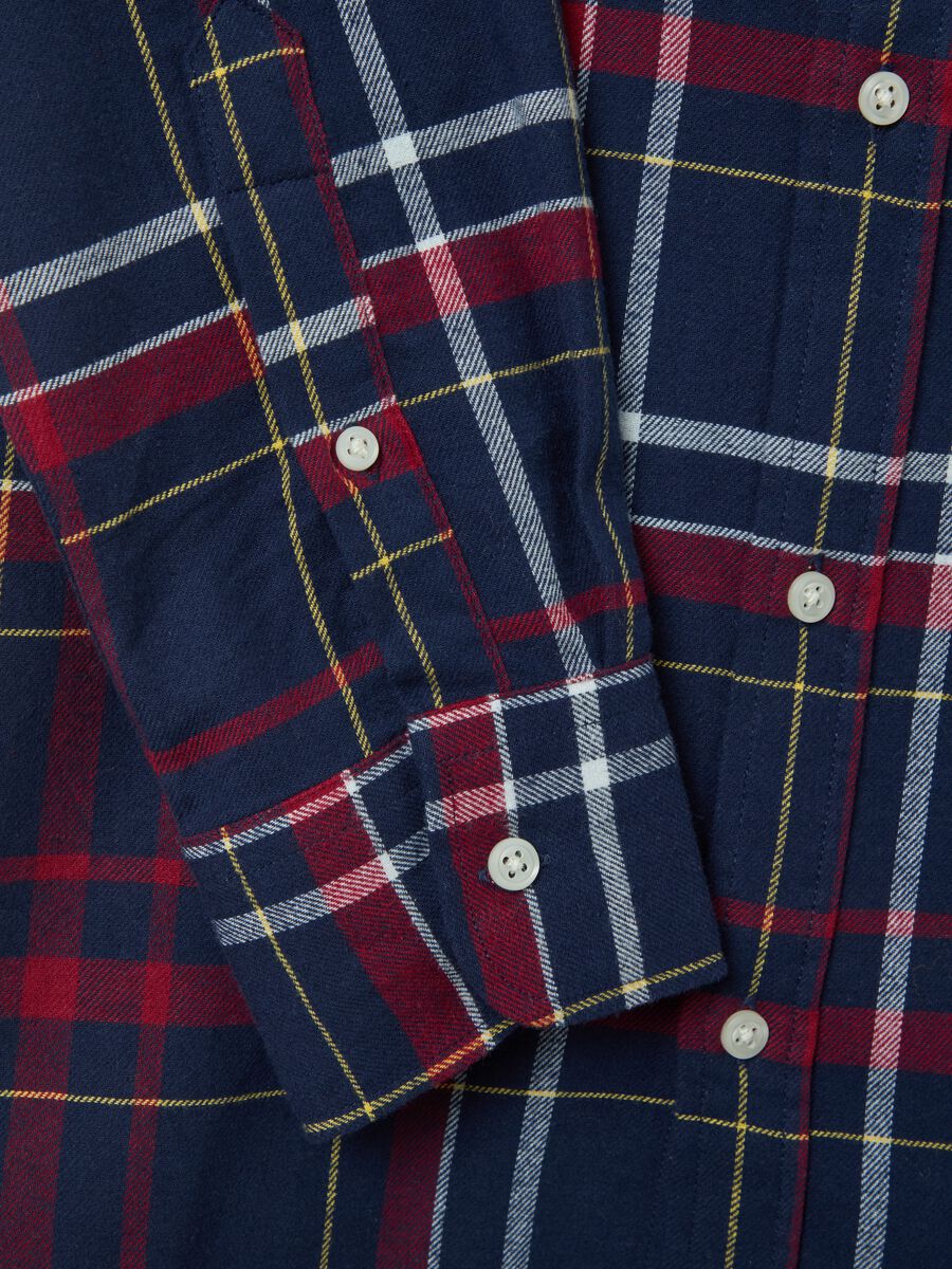 Chequered flannel button-down shirt_5