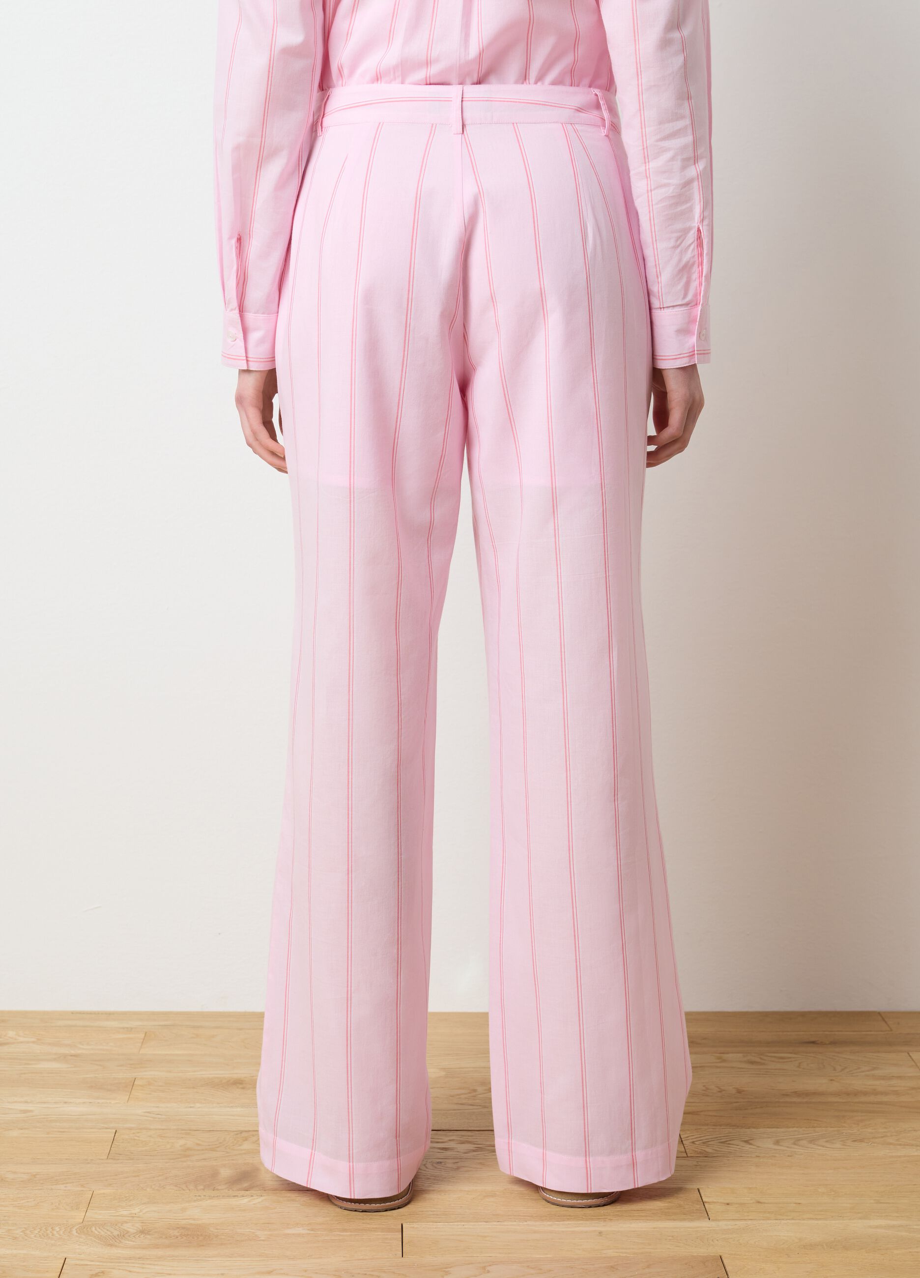 Pantaloni palazzo da donna in puro cotone rosa regular fit