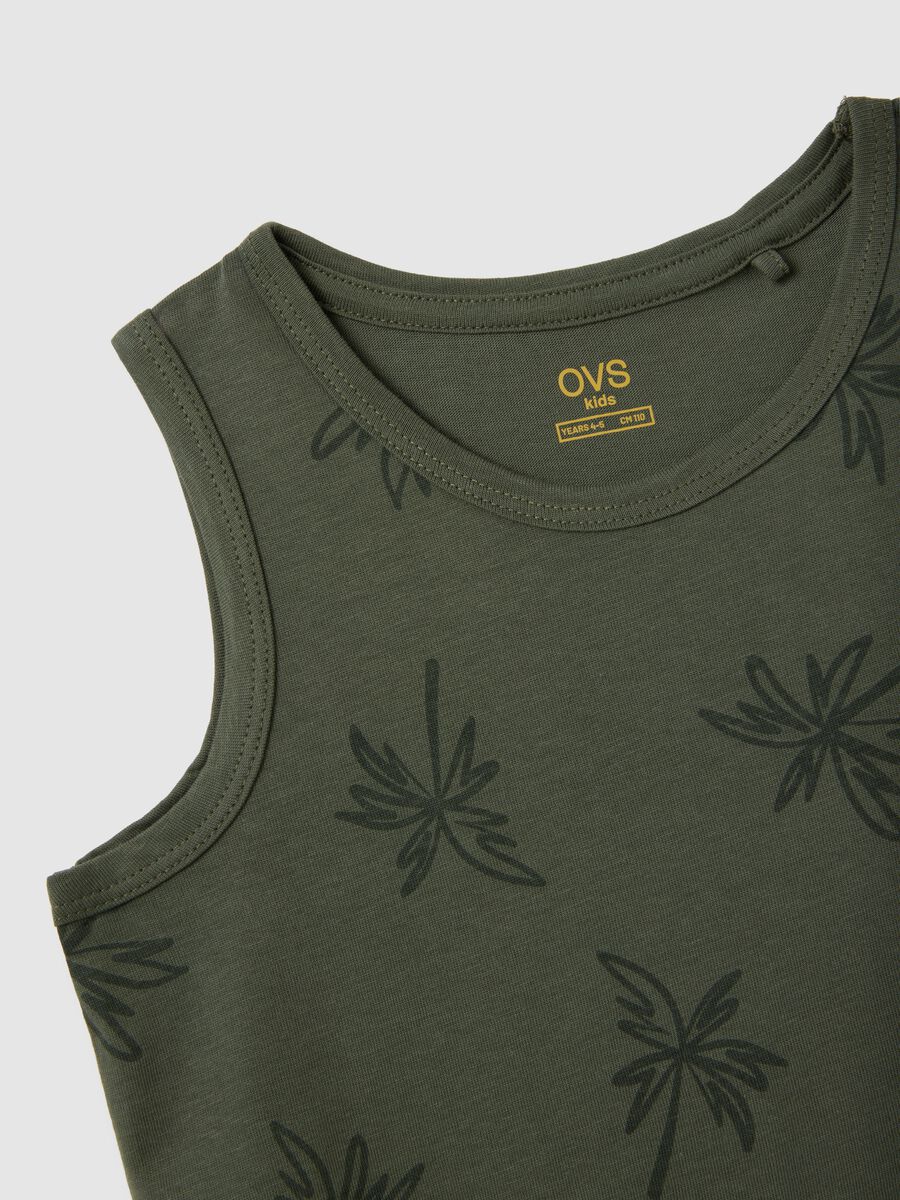 Canotta da bambino in puro cotone verde regular fit con stampa_3
