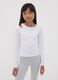 White organic stretch cotton T-shirt with shoulder cut-out for girls_1