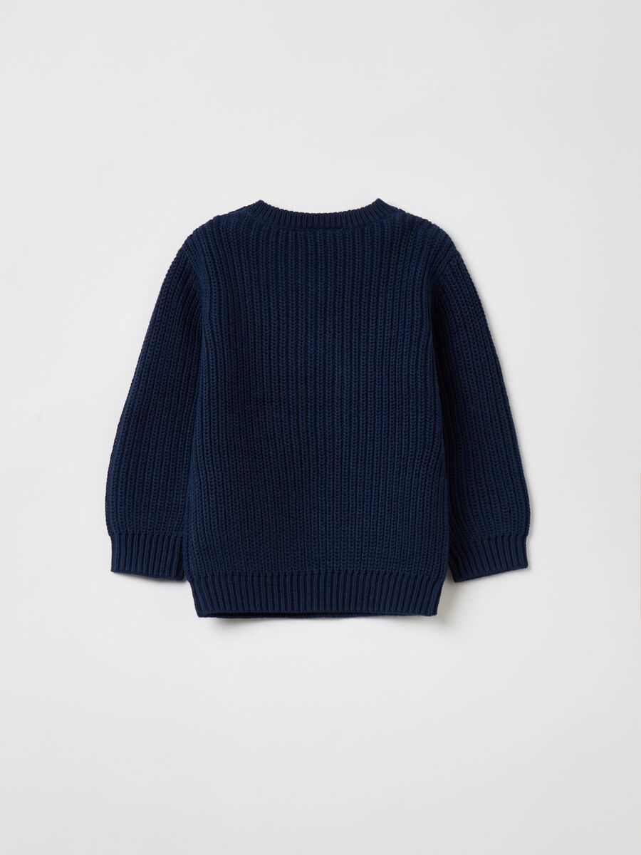 Pullover in cotone con patch lettering_1