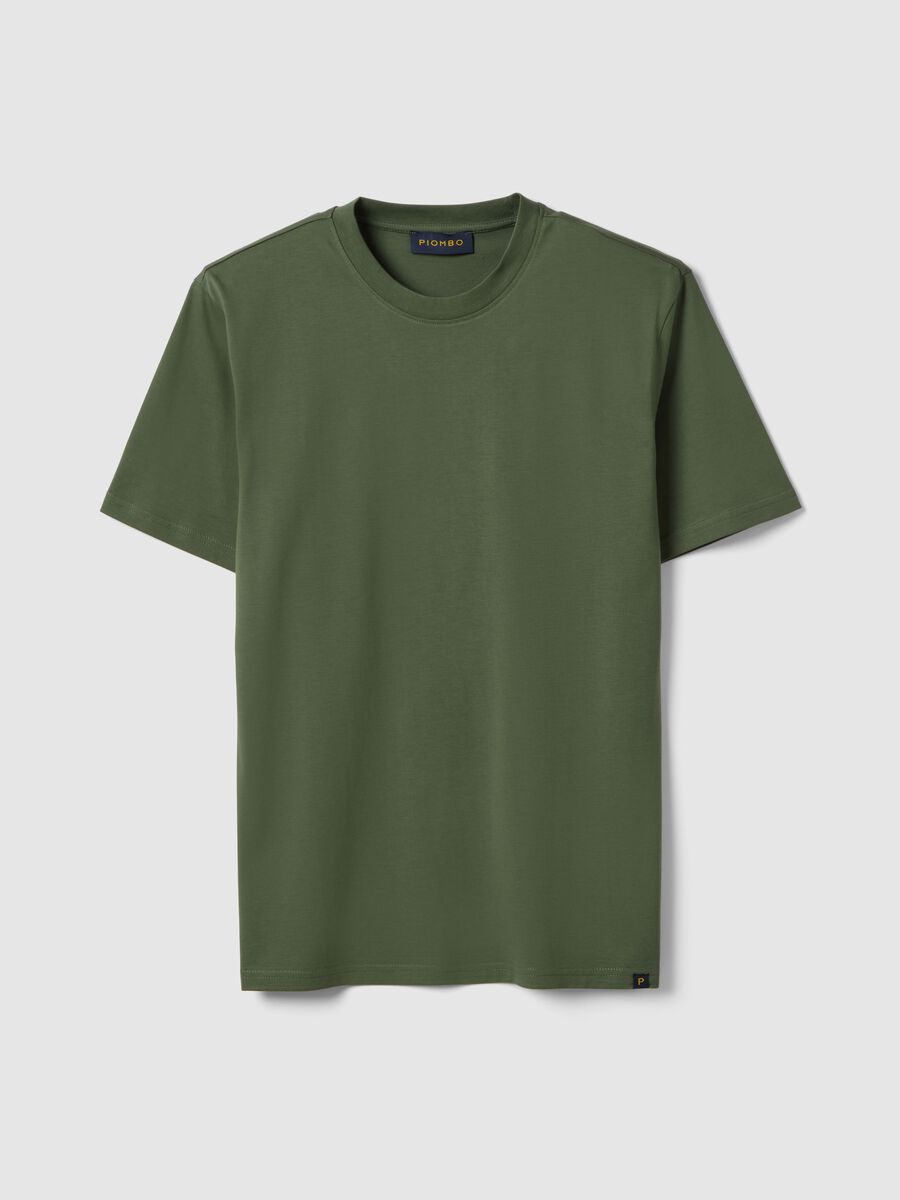 Green pure cotton crew neck T-shirt relaxed fit_4