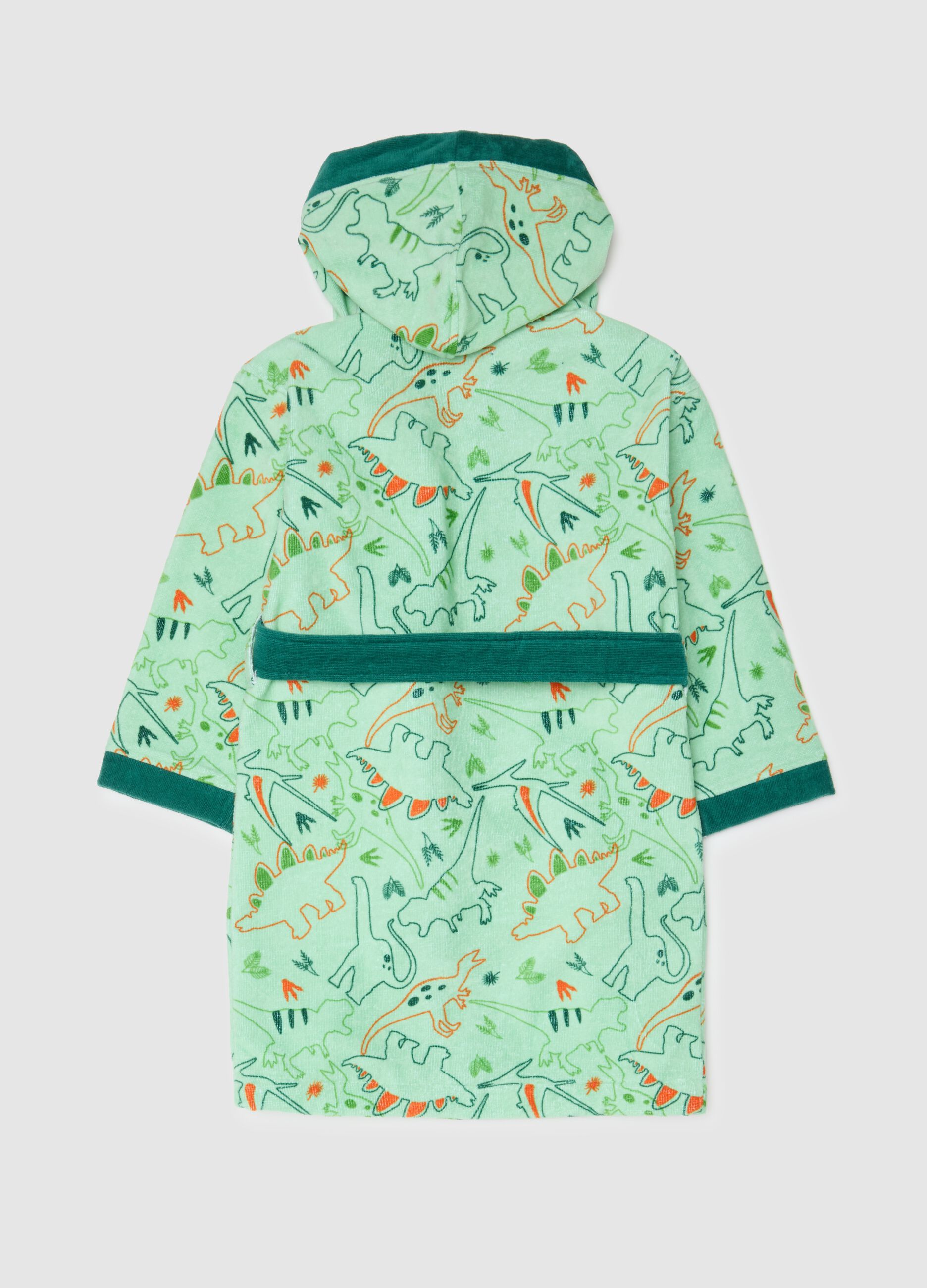 Boys' green pure cotton bathrobe