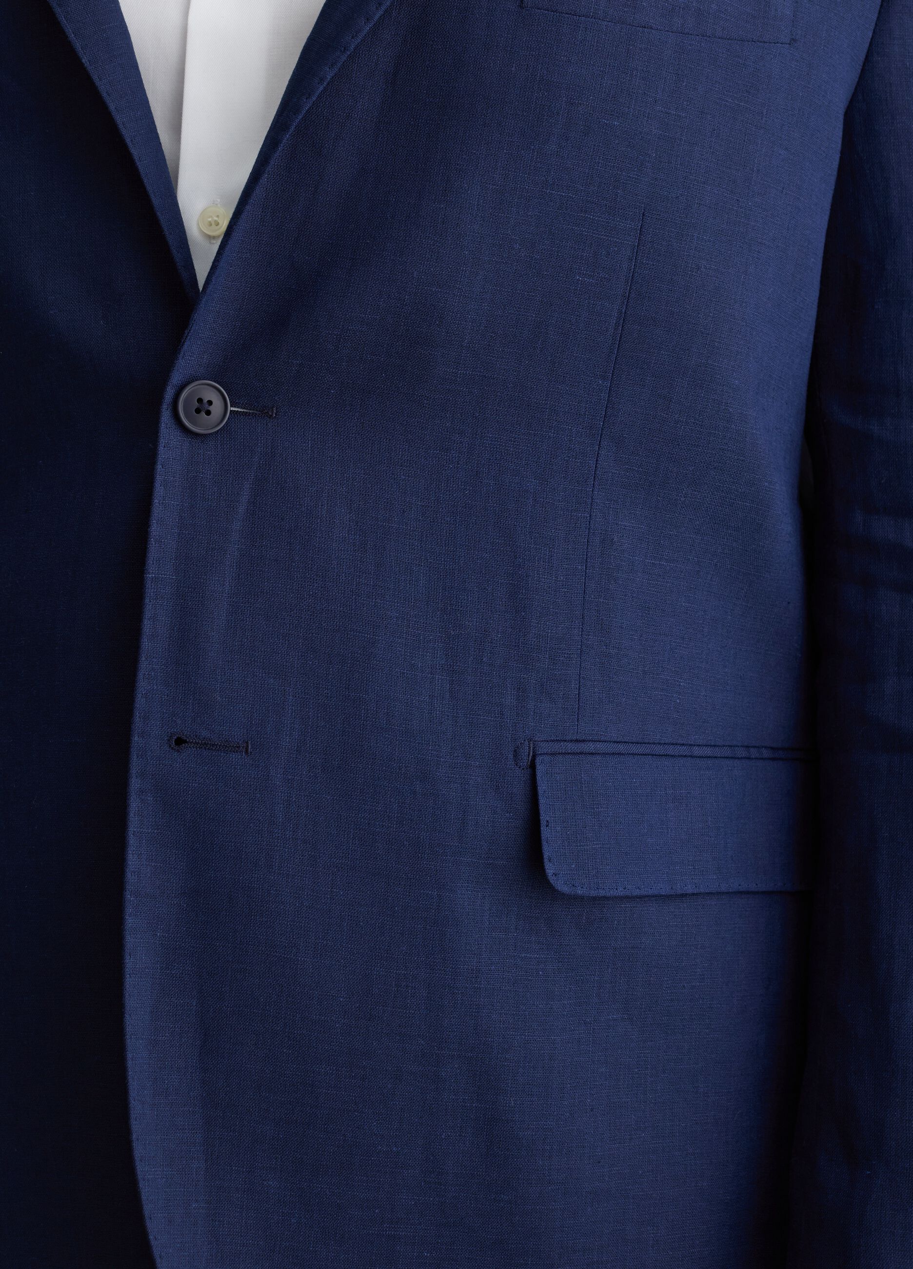 Blazer da uomo in lino blu regular fit