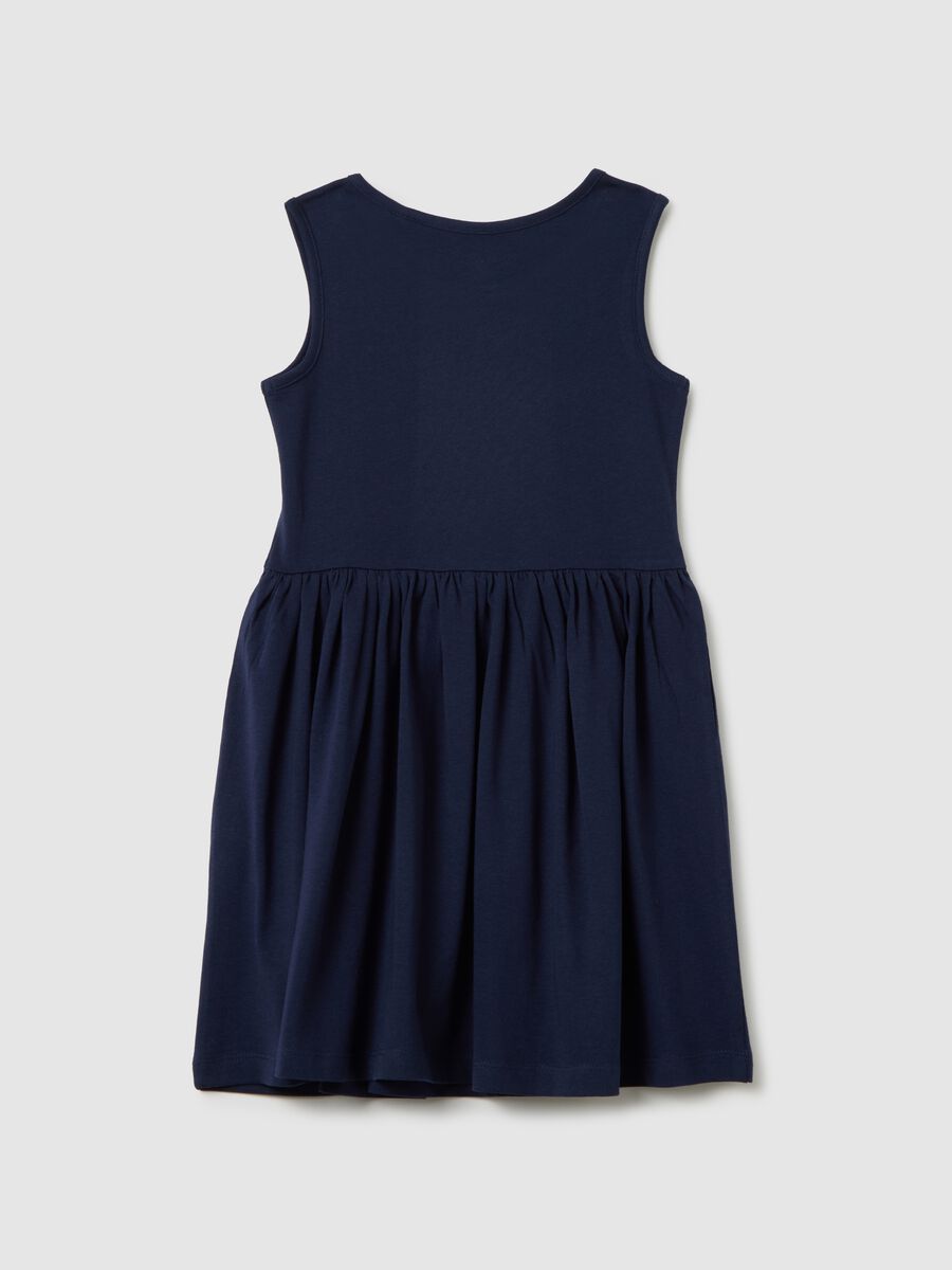 Regular fit blue cotton dress for girls_1