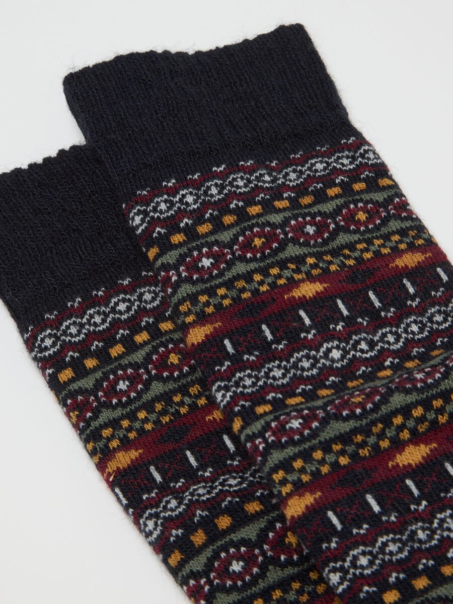 Multicoloured long socks in cotton and wool blend_2