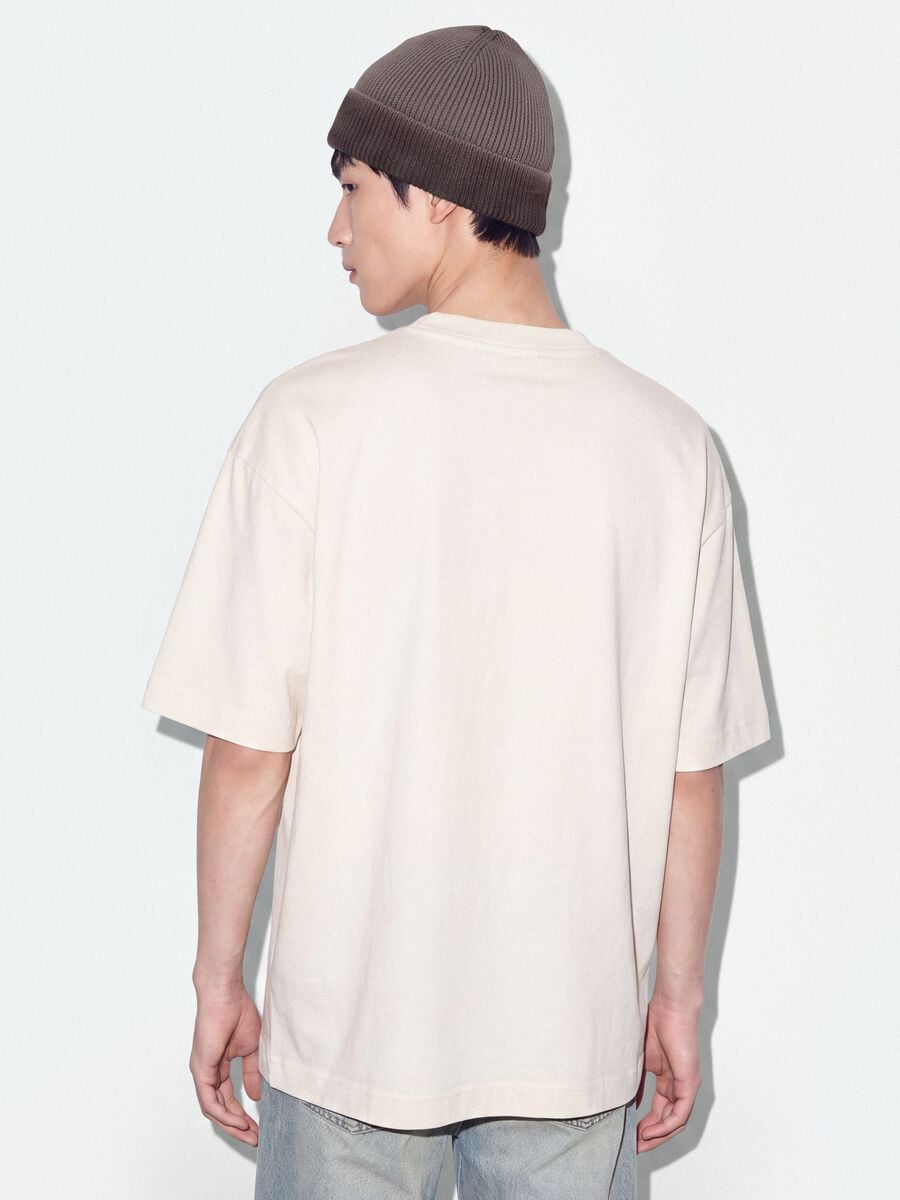 White pure cotton T-shirt with Six Seven front print, boxy fit_1