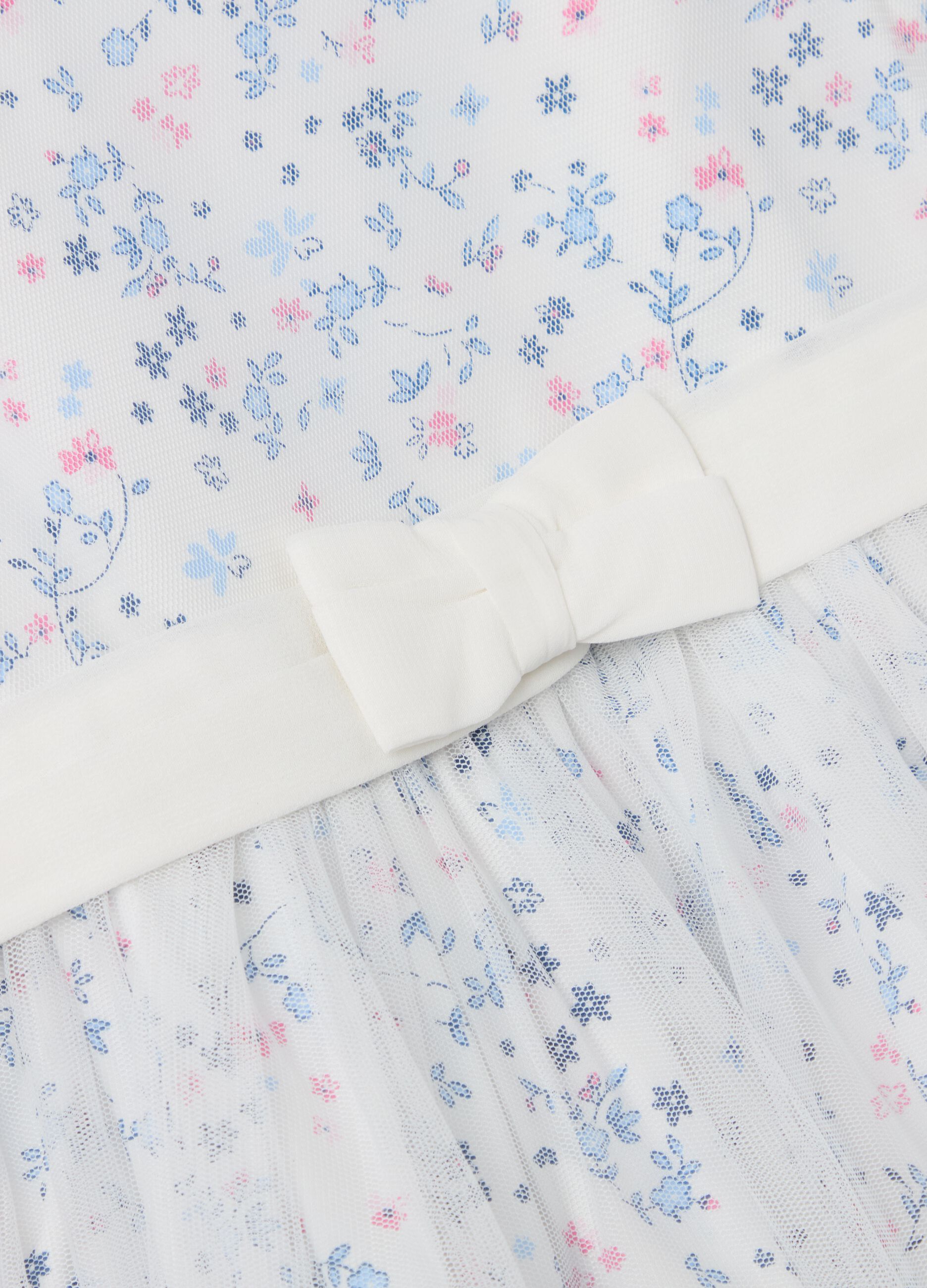 Dress with floral pattern and tulle