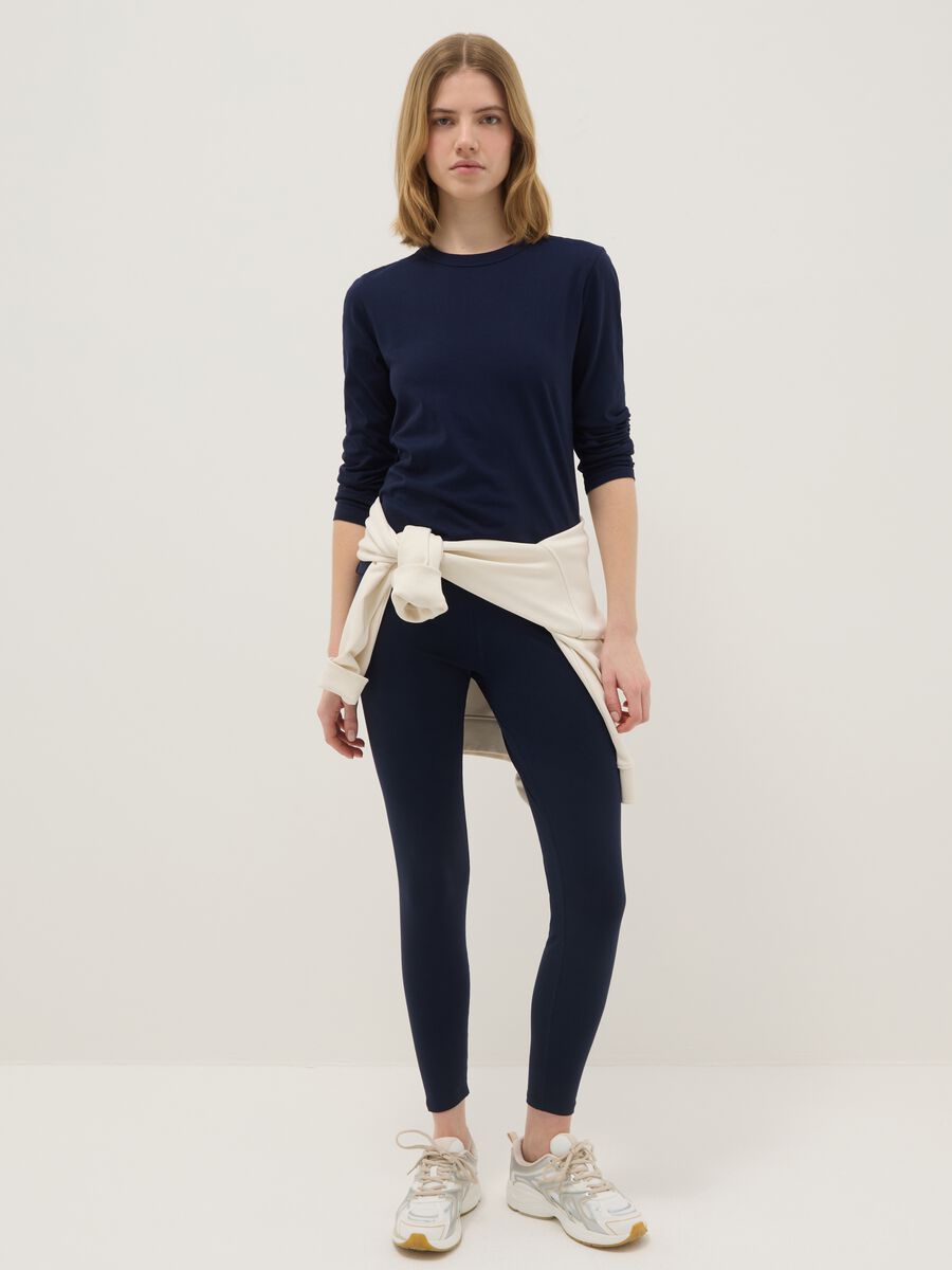 Men's long sleeve blue T-shirt in pure cotton regular fit_1