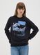 Black cotton blend sweatshirt regular fit with print_0
