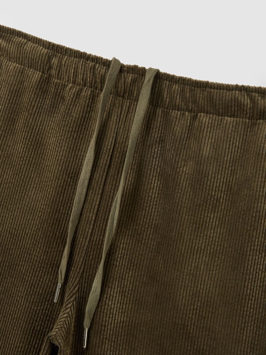 Pantaloni verdi in puro cotone a costine regular fit_5