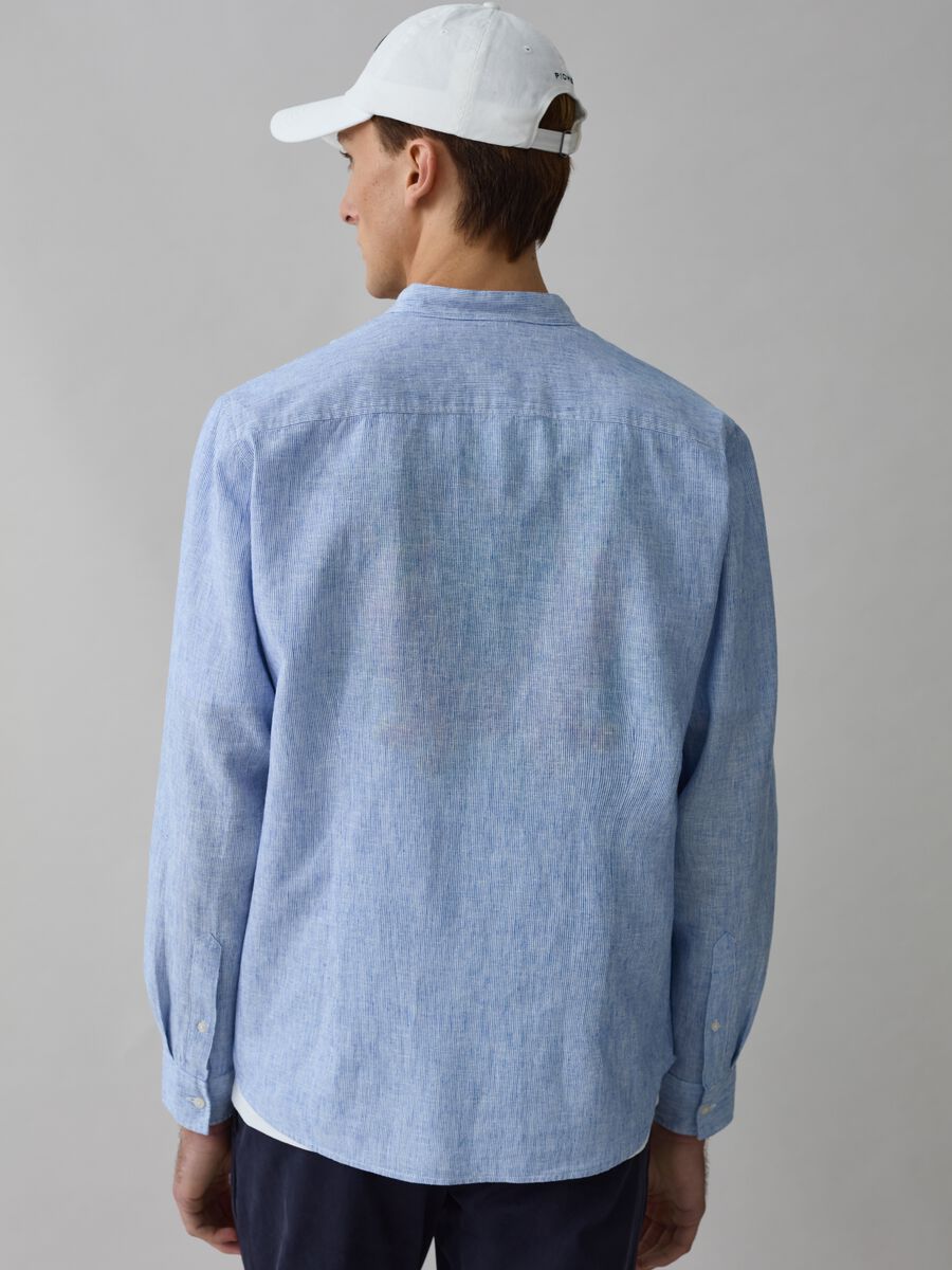 Camicia in lino e cotone effetto fiammato_2