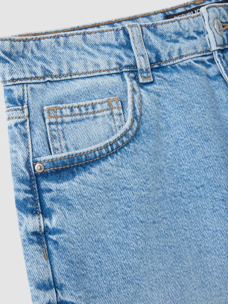 Shorts in puro cotone denim azzurro wide leg_5