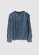 Children's blue pure cotton sweater, regular fit with knitted design_0