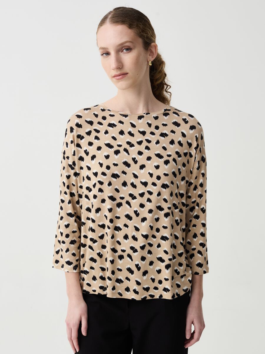 Viscose T-shirt with spotted print_1
