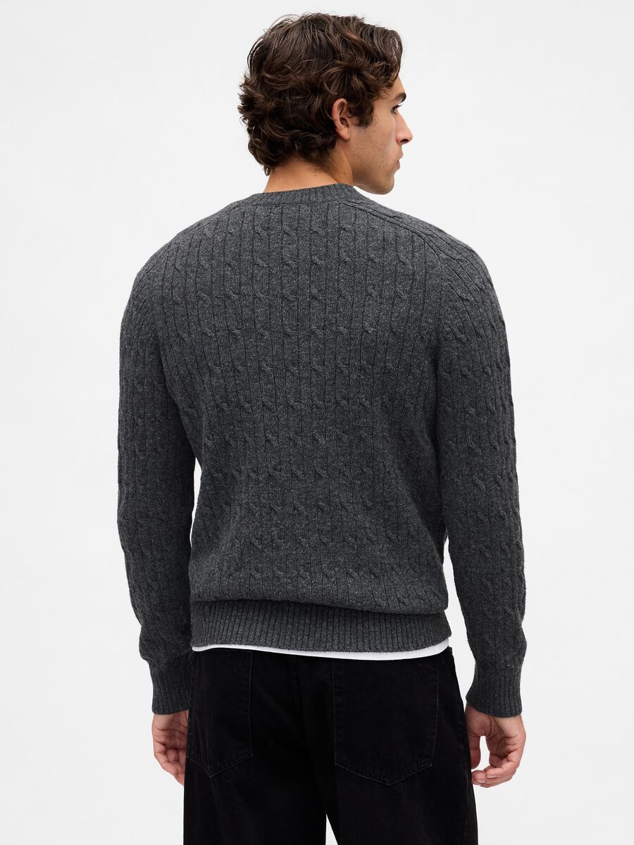 Grey knit sweater in wool and polyamide_1
