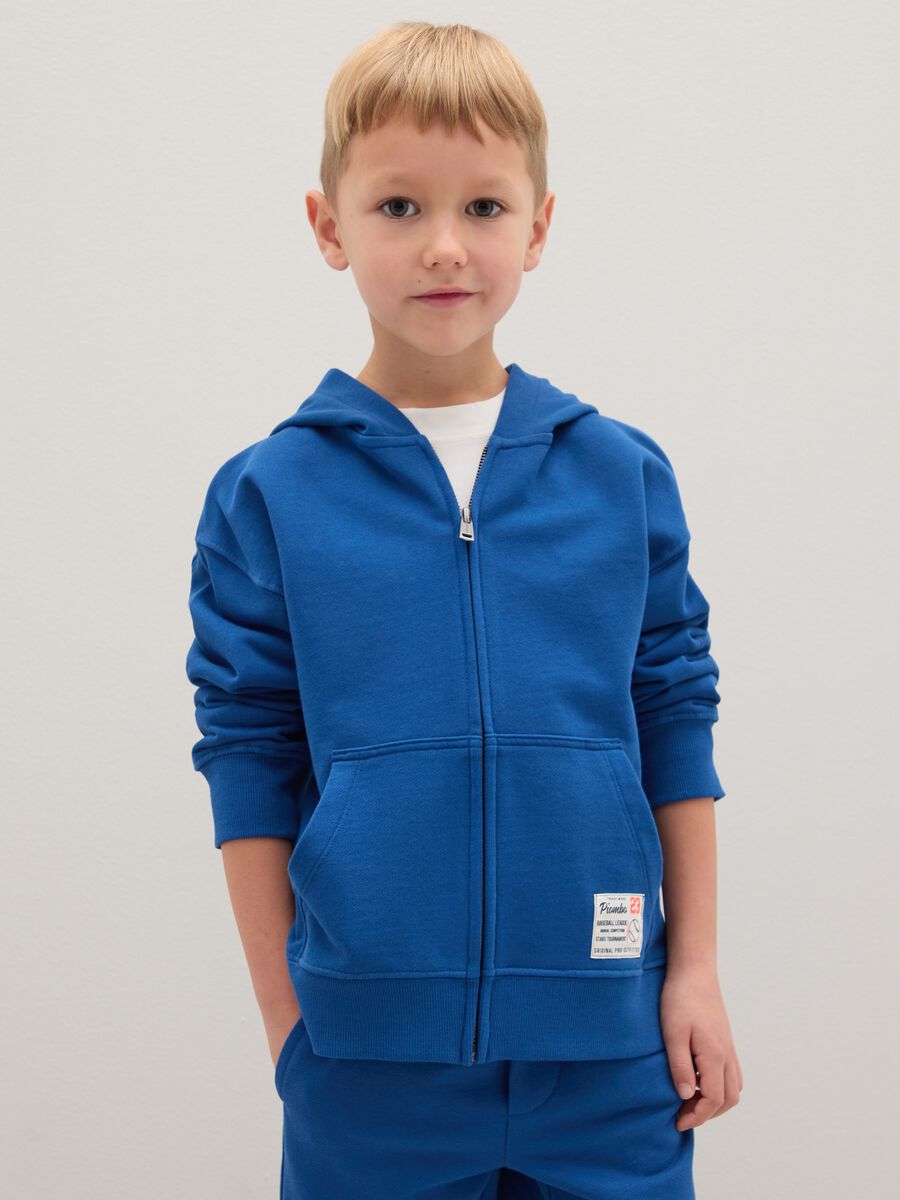 Felpa da bambino in puro cotone blu regular fit_0