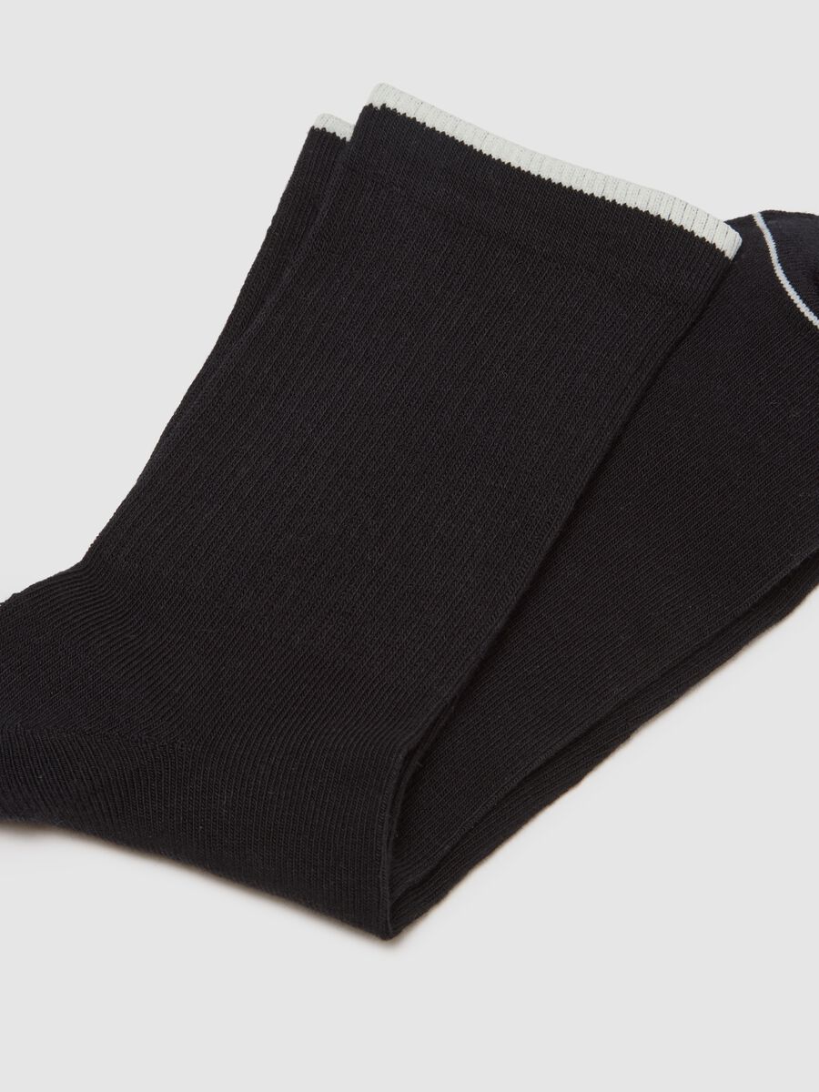 Pack of black sports socks with stripes in cotton blend_2