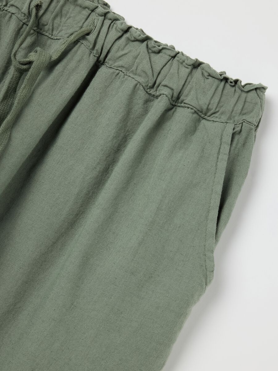 Green Linen and Cotton Hybrid Trousers_5