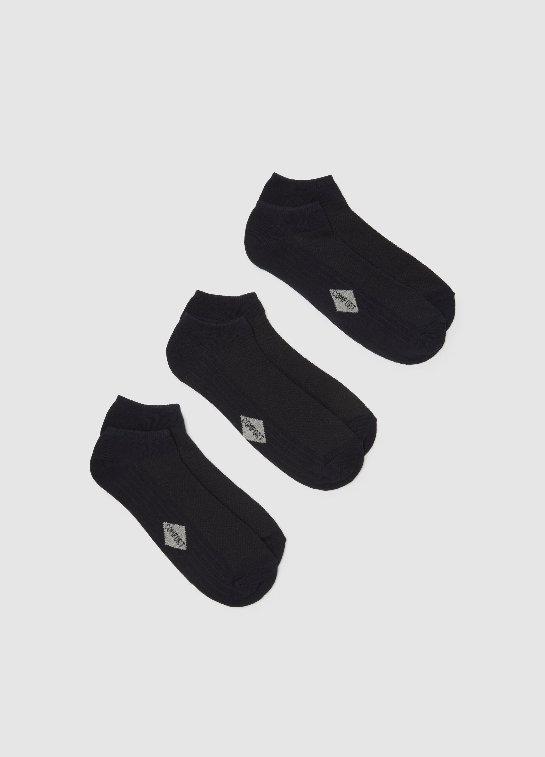 Set of short blue cotton blend socks