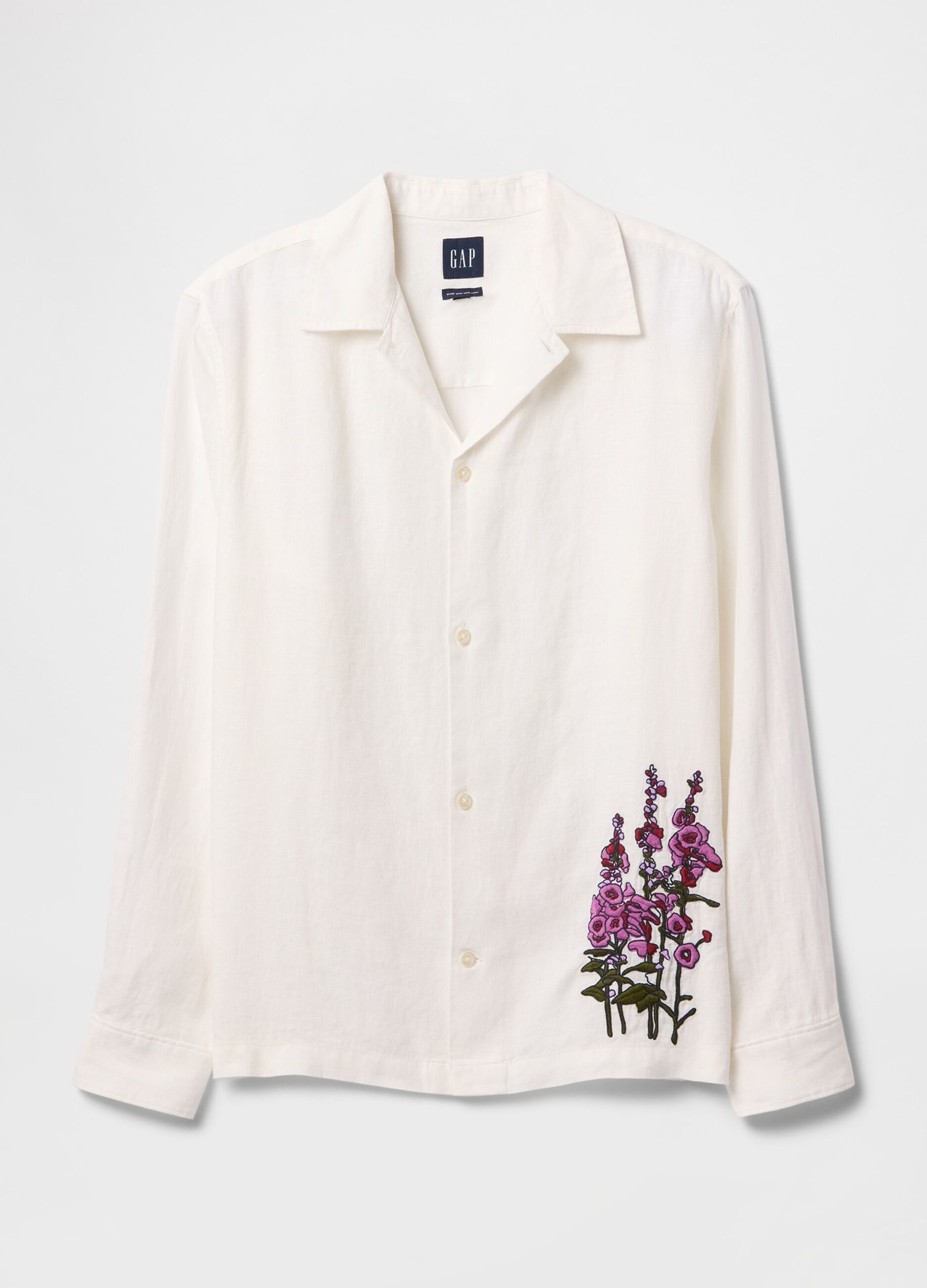 White Shirt with Floral Embroidery