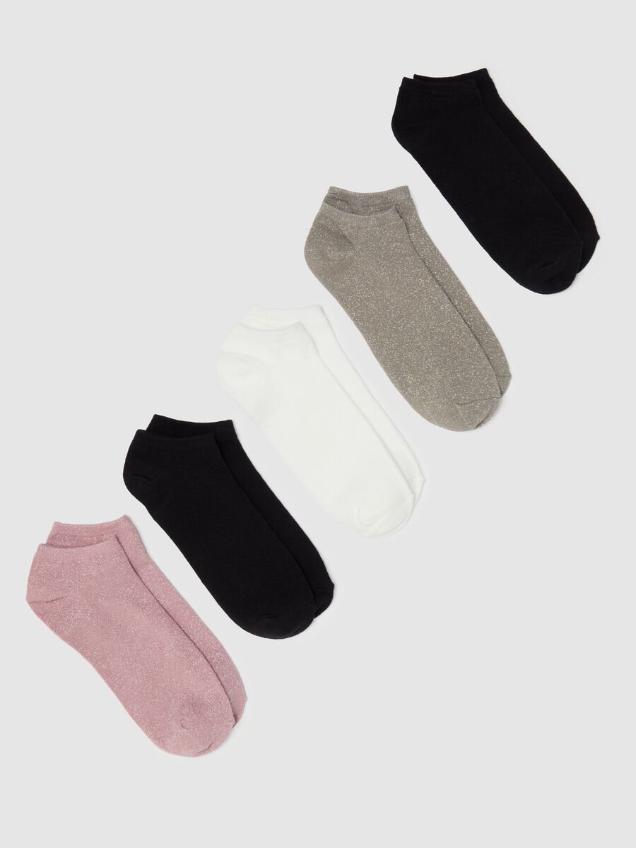 Five-pair pack stretch shoe liners with lurex_0