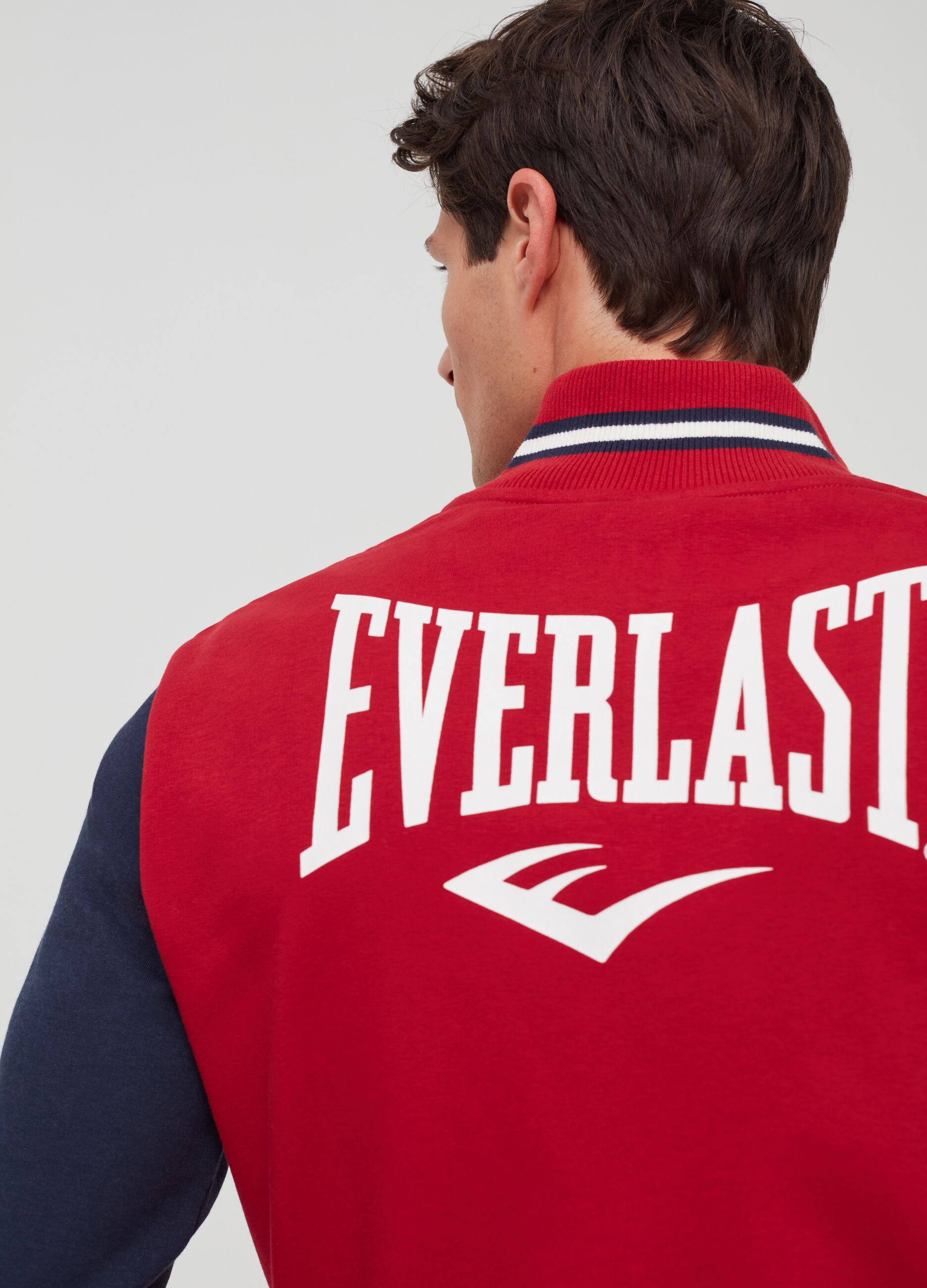 Fleece full-zip sweatshirt with Everlast print