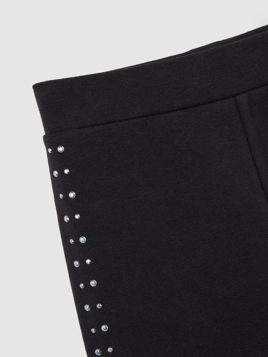 Leggings da bambina in cotone nero elasticizzato_2