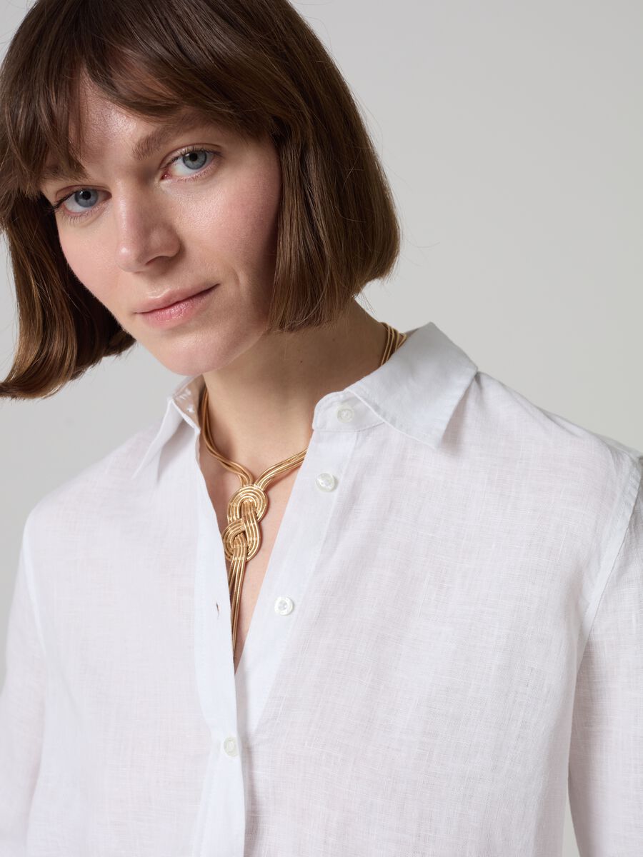Relaxed-fit shirt in solid colour linen_1