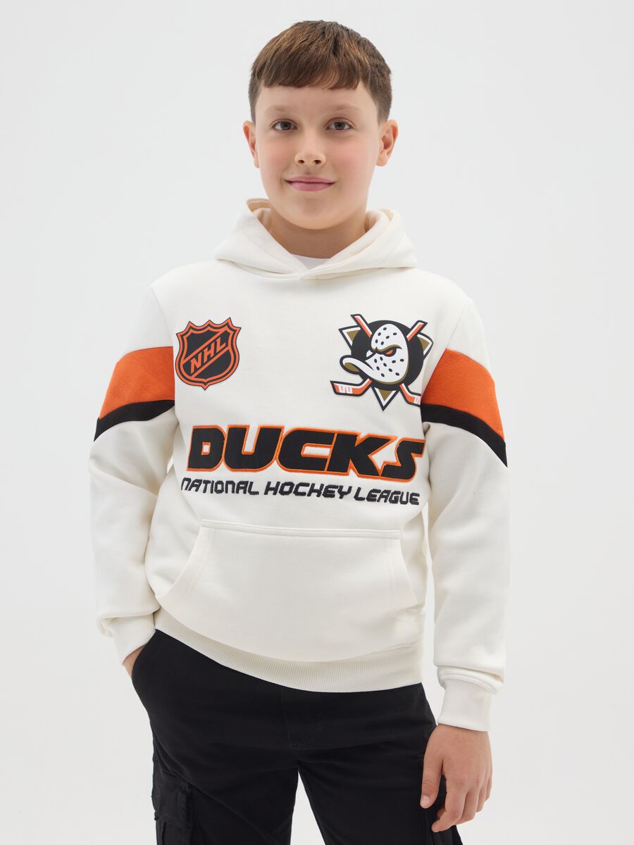 Felpa da bambino in misto cotone bianca regular fit_0