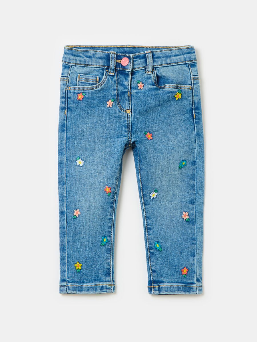 Jeans con ricamo fiorellini_0