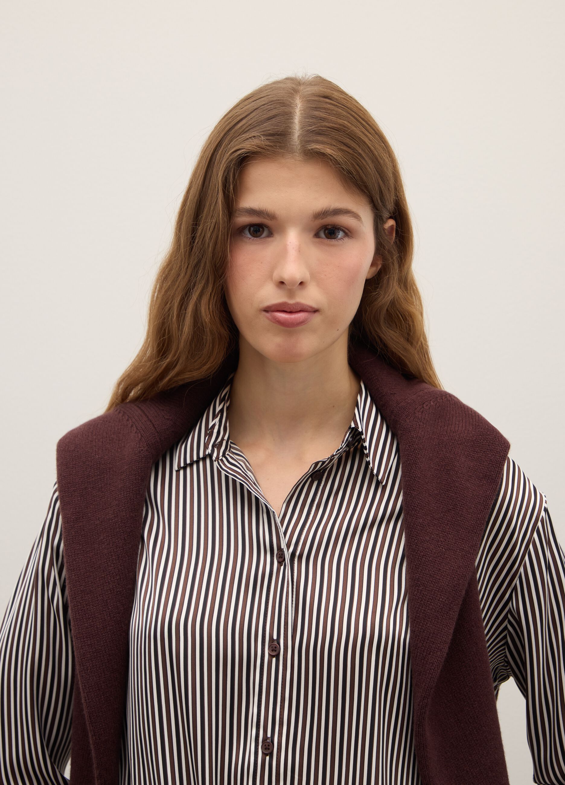 Multicolour striped shirt in stretch fabric