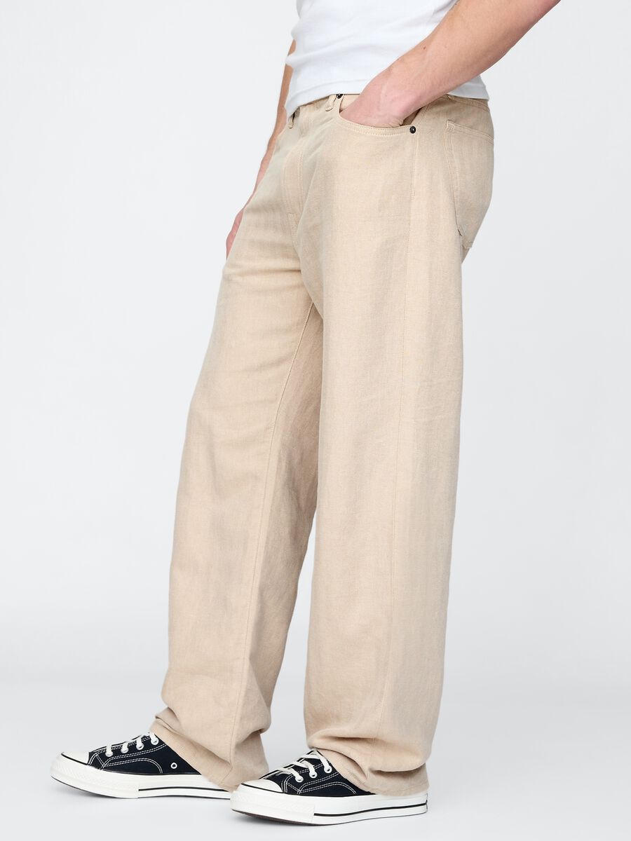 Wide Beige Linen Trousers_3