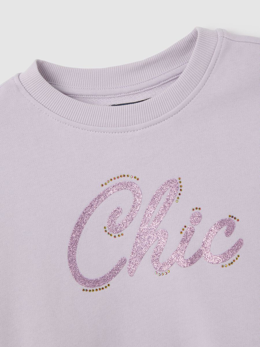 Girl's violet pure cotton sweatshirt regular fit with text_2