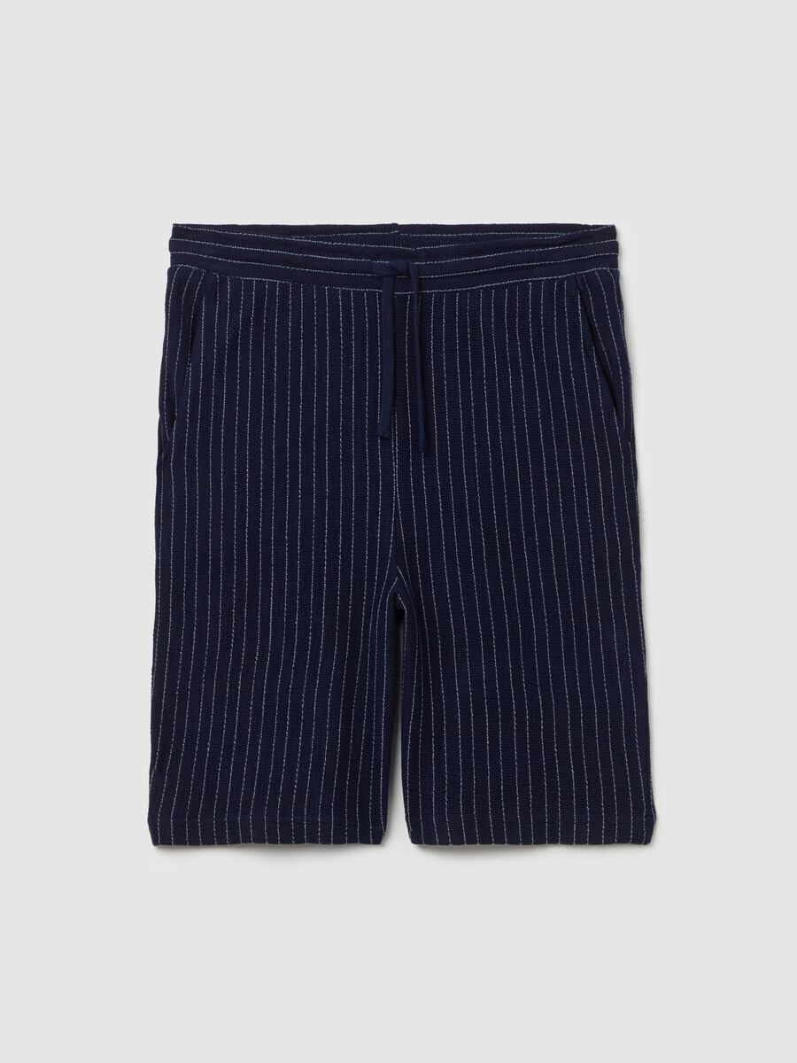 Pinstriped pyjama shorts with drawstring_4